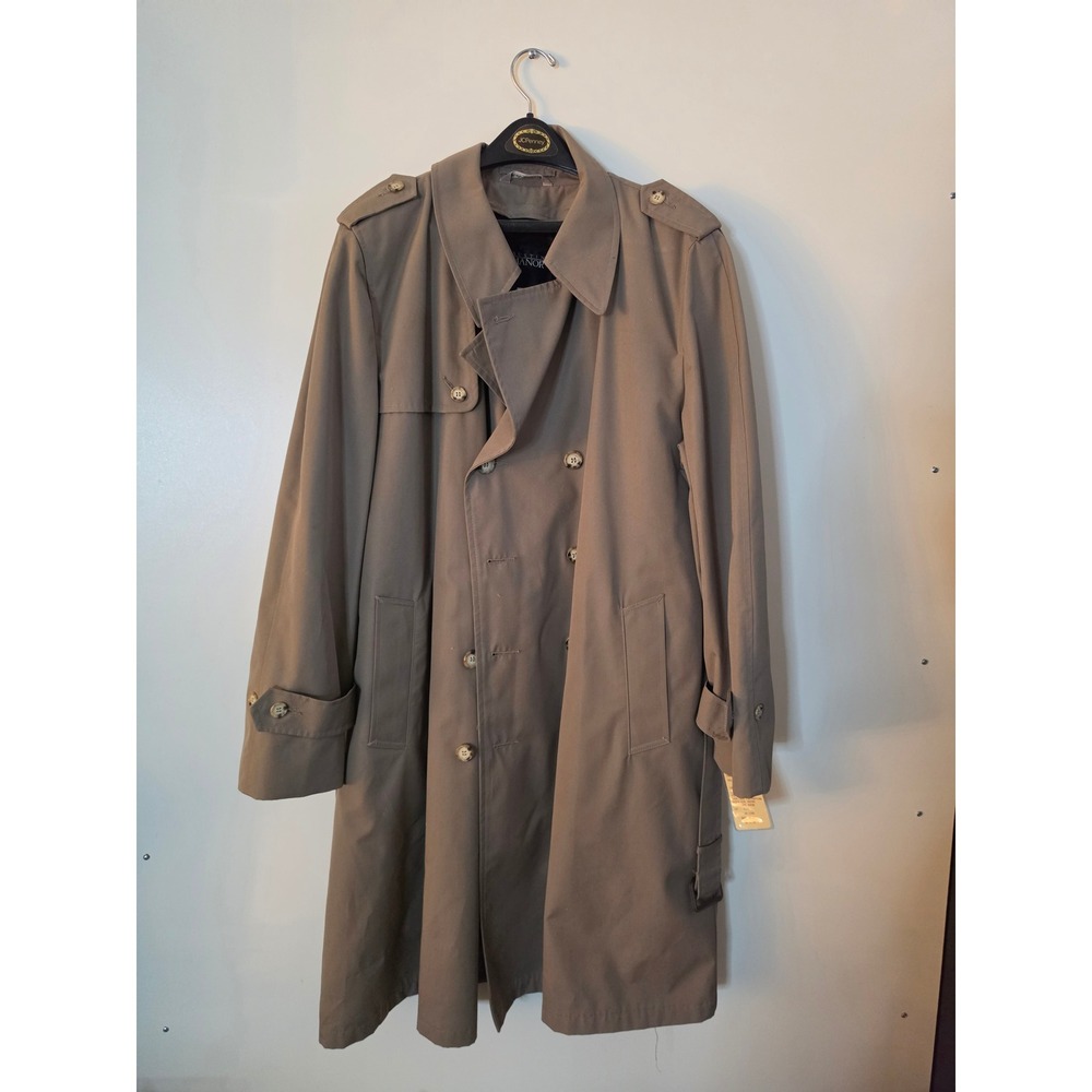 Austin Manor Trench Coat Men 46 Long Tan New Double Breasted Belted Warmer